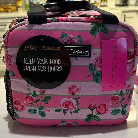 Betsey Johnson Pink Rose Lunch Bag - Picture 9 of 11